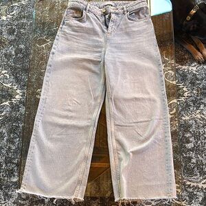 High-Rise Wide Leg Women’s Jeans in Light Gray